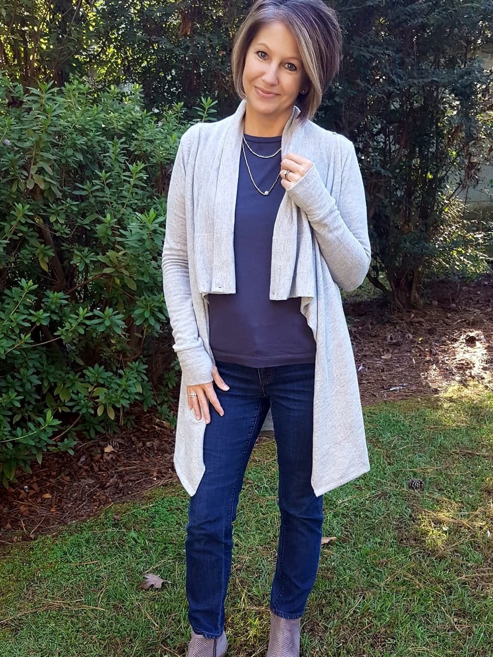 Stella & Dot Always Cardigan Light Gray Draped Open-Front Cardigan NWT 2X